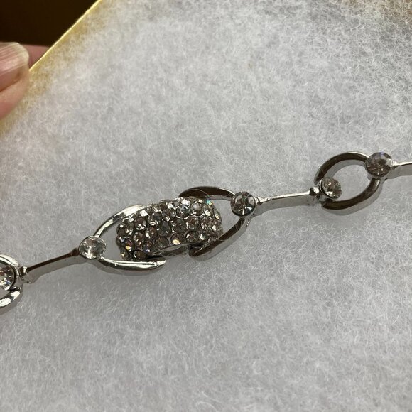 Pave' Set Crystals Silver Tone Bracelet‎ - Picture 8 of 11